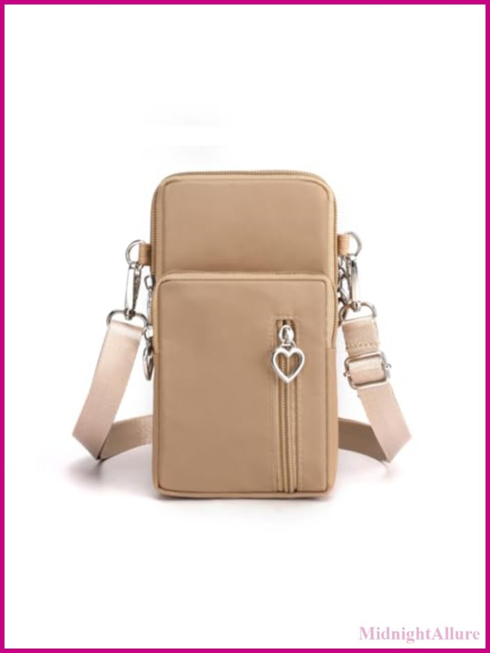 Nylon Crossbody Bag Mini Cell Phone Purse 3-Zipper Adjustable Strap